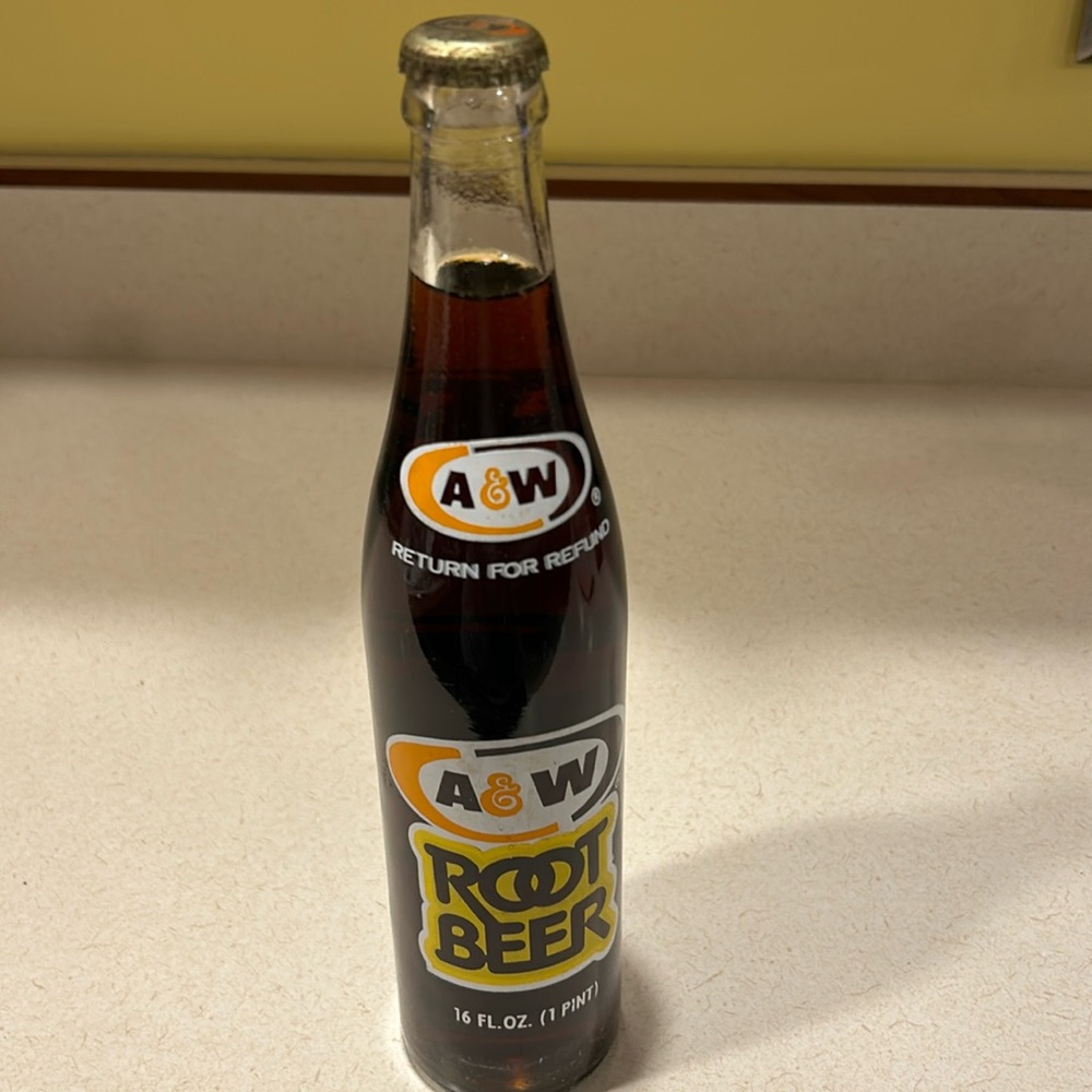 Full A&W Root Beer bottle